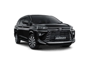 Toyota Avanza hitam tampak depan untuk layanan rental mobil Bogor dengan driver profesional