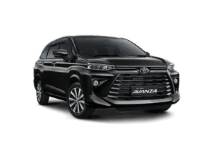 Toyota Avanza hitam tampak depan untuk layanan rental mobil Bogor dengan driver profesional