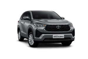 Toyota Innova Zenix Type Q abu-abu tampak depan untuk layanan sewa mobil Bogor dengan driver profesional
