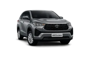 Toyota Innova Zenix Type Q abu-abu tampak depan untuk layanan sewa mobil Bogor dengan driver profesional