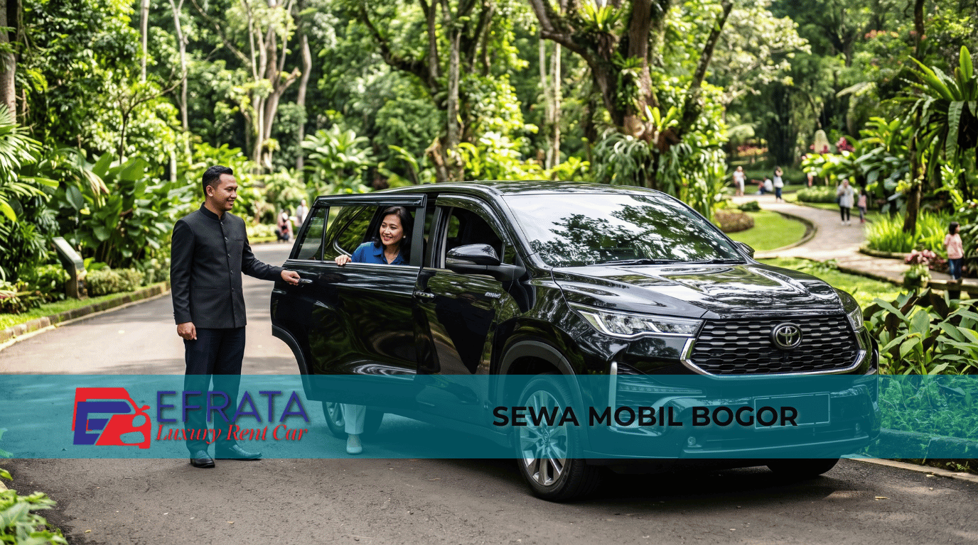 Supir profesional membuka pintu Toyota Innova di Kebun Raya Bogor