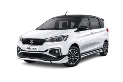 Suzuki All New Ertiga Hybrid putih dari Efrata Rent Car untuk layanan sewa mobil dengan supir di Bogor.